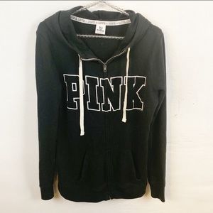 Victoria’s‎ Secret Pink Size XS Black Hooded Quarter Zip Up Sweatshirt